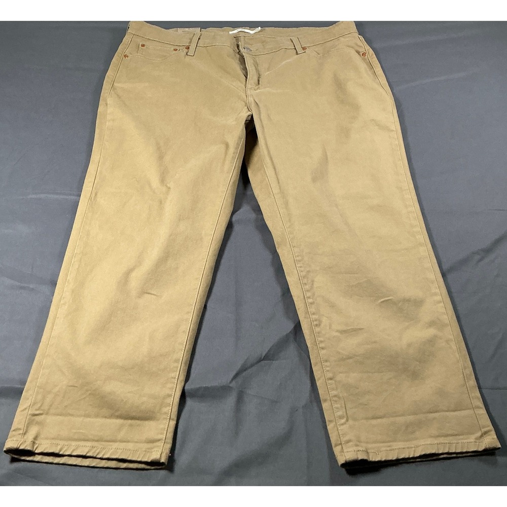 Levis Womens Boyfriend Khaki Pants Tan Straight Leg Mid Rise 22W M NEW
